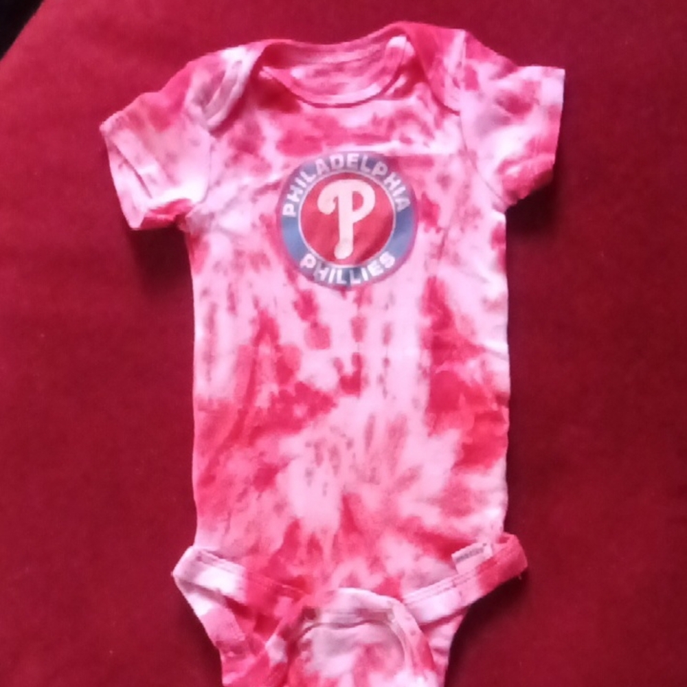 Philadelphia Phillies Gerber Red Bodysuit with Tie-Dye Design